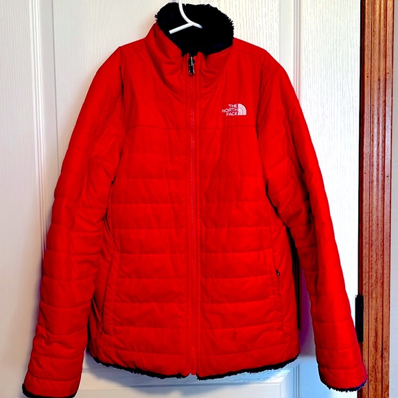 Pink-salmon-coral reversible moss bud coat. Girls large (14-16) - Picture 1 of 2